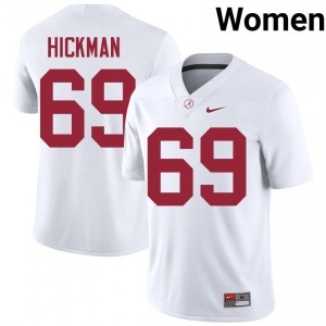 Baker Hickman #69 White Women Stitched Jersey | Authentic Bama Player Football Gear 91794964