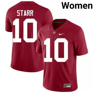 Crimson #10 Bart Starr Women Embroidery Jersey | Alabama Durable University Football Edition 20443282