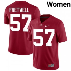 Crimson #57 Bear Fretwell Women Embroidery Jersey | Roll Tide Classic Player Football Edition 42894727