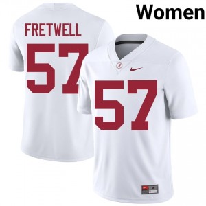 Bear Fretwell #57 White Women Stitched Jersey | Moisture Wicking Alabama Crimson Tide High School Football Gear 16734537