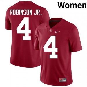 Crimson #4 Brian Robinson Jr. Women Embroidery Jersey | Crimson Tide Elite NCAA Football Edition 75295249