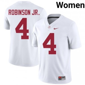 Brian Robinson Jr. #4 White Women Stitched Jersey | Licensed Alabama Crimson Tide Player Football Gear 92440812
