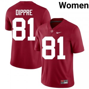Crimson #81 CJ Dippre Women Embroidery Jersey | Roll Tide Genuine College Football Edition 67561906