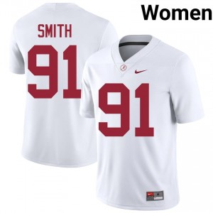 Caleb Smith #91 White Women Stitched Jersey | Fresh Alabama Crimson Tide Player Football Gear 58415487