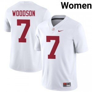 Caleb Woodson #7 White Women Stitched Jersey | Elite Thread Alabama Crimson Tide University Football Gear 94165287