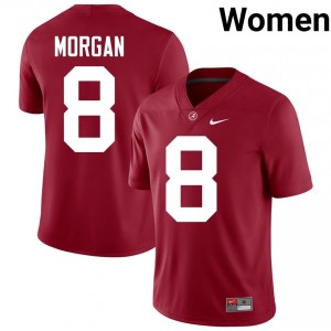Crimson #8 Cederian Morgan Women Embroidery Jersey | Bama Pro Cut NCAA Football Edition 31318855