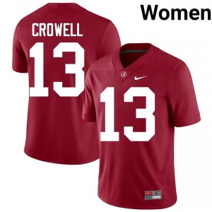 Crimson #13 EJ Crowell Women Embroidery Jersey | Alabama Pro Cut NCAA Football Edition 10215439