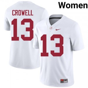 EJ Crowell #13 White Women Stitched Jersey | Classic Roll Tide Player Football Gear 76538147