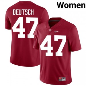 Crimson #47 Eli Deutsch Women Embroidery Jersey | Crimson Tide Pro Cut NCAA Football Edition 79496532