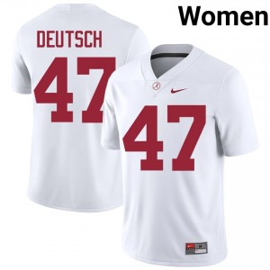 Eli Deutsch #47 White Women Stitched Jersey | Classic Alabama Crimson Tide Player Football Gear 86204566