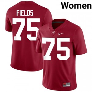 Crimson #75 Ethan Fields Women Embroidery Jersey | Alabama Officially Licensed High School Football Edition 90046981
