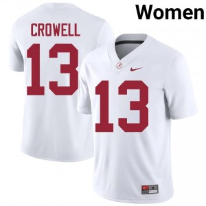 Ezavier Crowell #13 White Women Stitched Jersey | Genuine Roll Tide College Football Gear 85339572