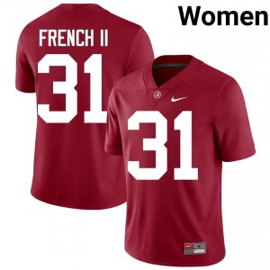 Crimson #31 George French II Women Embroidery Jersey | Crimson Tide Premium NCAA Football Edition 46150175
