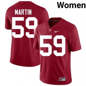 Crimson #59 JD Martin Women Embroidery Jersey | Crimson Tide Moisture Wicking High School Football Edition 54697249