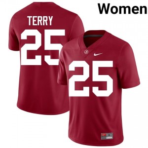 Crimson #25 J'Alan Terry Women Embroidery Jersey | Bama Pro-Grade University Football Edition 35973991