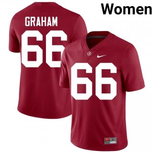 Crimson #66 Jared Graham Women Embroidery Jersey | Alabama Officially Licensed High School Football Edition 56236027