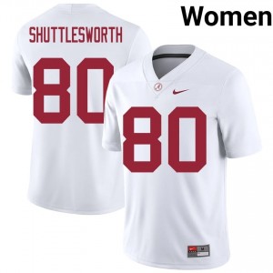 Jaxon Shuttlesworth #80 White Women Stitched Jersey | Limited Roll Tide High School Football Gear 58516100