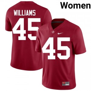 Crimson #45 Jay Williams Women Embroidery Jersey | Alabama Crimson Tide Durable University Football Edition 53736383