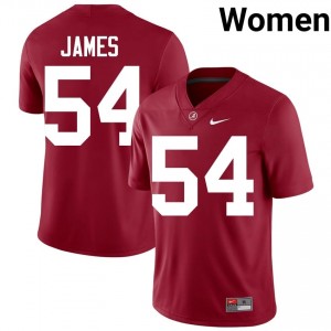 Crimson #54 Jayvin James Women Embroidery Jersey | Bama Pro-Grade University Football Edition 60293732