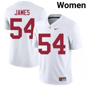 Jayvin James #54 White Women Stitched Jersey | Genuine Roll Tide College Football Gear 25236559