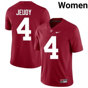 Crimson #4 Jerry Jeudy Women Embroidery Jersey | Roll Tide Official University Football Edition 76452740