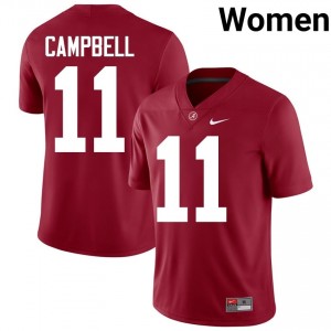 Crimson #11 Jihaad Campbell Women Embroidery Jersey | Roll Tide Essential NCAA Football Edition 63227784
