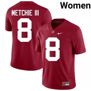 Crimson #8 John Metchie III Women Embroidery Jersey | Alabama Iconic College Football Edition 64206424