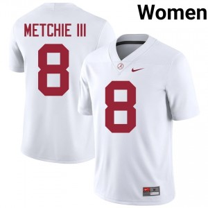 John Metchie III #8 White Women Stitched Jersey | Essential Roll Tide NCAA Football Gear 80855233