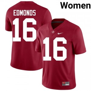 Crimson #16 Jorden Edmonds Women Embroidery Jersey | Alabama Crimson Tide Elite Thread University Football Edition 92533207