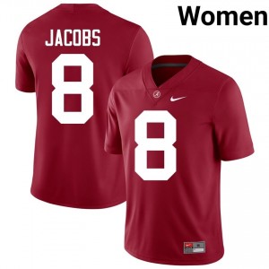 Crimson #8 Josh Jacobs Women Embroidery Jersey | Crimson Tide Elite Thread University Football Edition 97282062