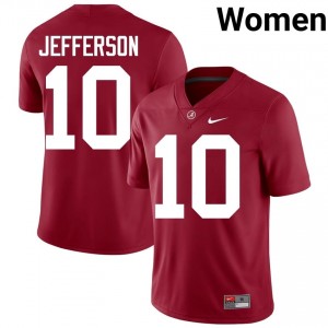 Crimson #10 Justin Jefferson Women Embroidery Jersey | Alabama Authentic Player Football Edition 95166482