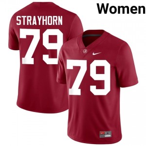 Crimson #79 Kaden Strayhorn Women Embroidery Jersey | Alabama Durable University Football Edition 56868494