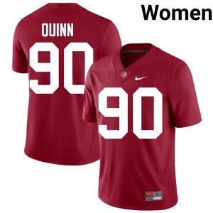 Crimson #90 Lorcan Quinn Women Embroidery Jersey | Crimson Tide Elite Thread University Football Edition 85222493