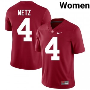 Crimson #4 Luke Metz Women Embroidery Jersey | Alabama Crimson Tide Licensed Player Football Edition 23353496