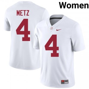 Luke Metz #4 White Women Stitched Jersey | Alumni Alabama High School Football Gear 59017193