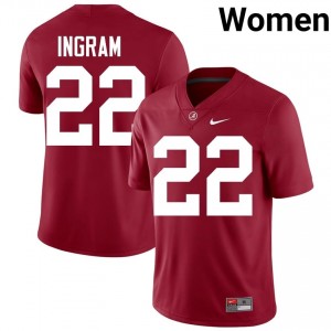 Crimson #22 Mark Ingram Women Embroidery Jersey | Roll Tide Classic Player Football Edition 72487384