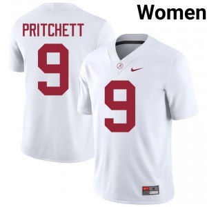Marshall Pritchett #9 White Women Stitched Jersey | Exclusive Alabama College Football Gear 70250327