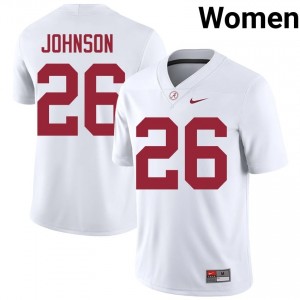 Mhari Johnson #26 White Women Stitched Jersey | Elite Thread Crimson Tide University Football Gear 23883675