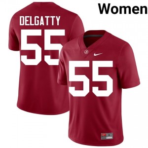 Crimson #55 Racin Delgatty Women Embroidery Jersey | Roll Tide Genuine College Football Edition 18959073