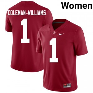 Crimson #1 Ryan Coleman-Williams Women Embroidery Jersey | Crimson Tide Elite NCAA Football Edition 79146857