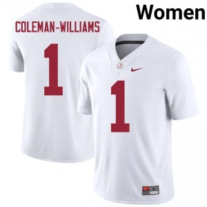 Ryan Coleman-Williams #1 White Women Stitched Jersey | Licensed Alabama Crimson Tide Player Football Gear 87670442