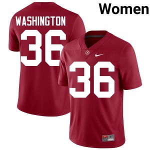 Crimson #36 TC Washington Women Embroidery Jersey | Roll Tide Authentic Player Football Edition 28831706