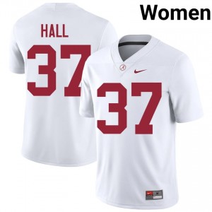 Tailan Hall #37 White Women Stitched Jersey | Gameday Roll Tide College Football Gear 29597627