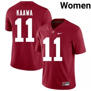 Crimson #11 Tayden-Evan Kaawa Women Embroidery Jersey | Crimson Tide Fresh Player Football Edition 16386586