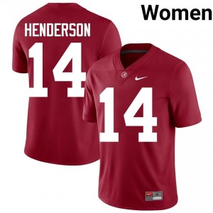 Crimson #14 Tyler Henderson Women Embroidery Jersey | Alabama Crimson Tide Elite NCAA Football Edition 89732101