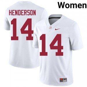 Tyler Henderson #14 White Women Stitched Jersey | Licensed Alabama Player Football Gear 62678818