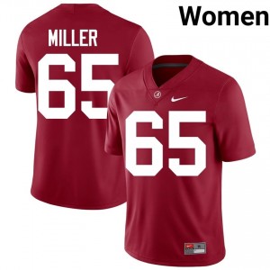 Crimson #65 Tyrell Miller Women Embroidery Jersey | Alabama Licensed Player Football Edition 40350370