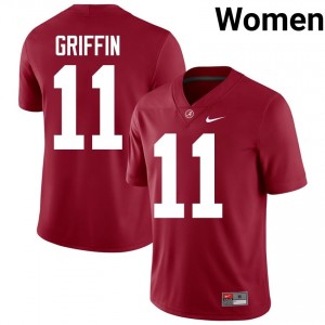 Crimson #11 Xavier Griffin Women Embroidery Jersey | Alabama Crimson Tide Durable University Football Edition 38037217