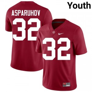 Crimson #32 Alex Asparuhov Youth Embroidery Jersey | Alabama Crimson Tide Licensed Player Football Edition 41179370