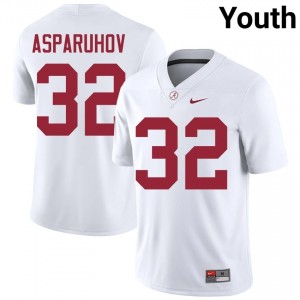 Alex Asparuhov #32 White Youth Stitched Jersey | Alumni Alabama High School Football Gear 26407287
